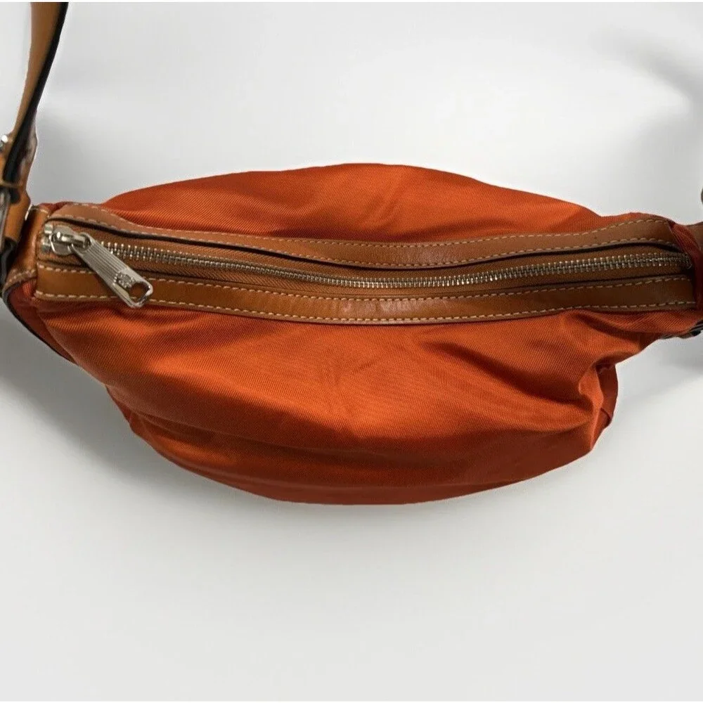 Ralph Lauren equestrian Burnt Orange Purse Hobo Leather Strap Silver Hardware